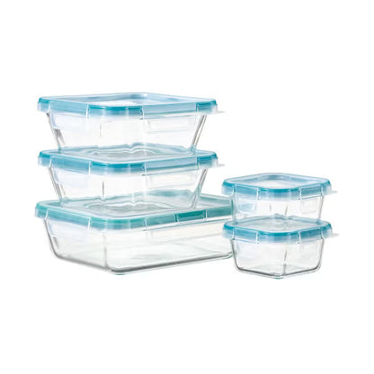 Total Solutions Glass Food Storage Container Set of 10
